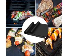 5pcs barbacoa Grill Mat, Non Stick Oven Liner Teflon Cooking Mats, fácil de limpiar BBQ Grill Mesh Mat, resistente al calor Fish Vegetable Smoker Grill Mats, Barbecue Sheets ideal para carbón, gas y eléctrica Grill
