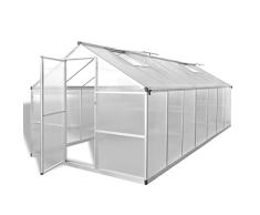 Tidyard Invernadero Caseta,Invernadero de Jardín Policarbonato Transparente,Paneles de Doble Pared,Construcción de Aluminio,10,53m² 421x250x195cm(Marco Base no Incluido)