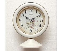 DDHZTA Europeo Mudo Mesa Reloj Dormitorio Sala de Estar Reloj decoración jardín Colgante de Doble Uso Reloj Reloj de Escritorio,D