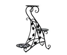 XJJUN-Estantería de flores , De Pie 3 Capas Bandeja Redonda Talla Hueca Hierro Forjado Colocar Un Balcón Sala Cargar Los Portes, 3 Colores (Color : Black, Size : 56x22x73cm)