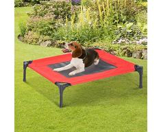 PawHut Cama Mascota para Perros Gatos Camas para Domir Relajar Exterior Terraza Jardín Malla de Ventilación (M: 76 x 61 x 18cm (LxAnxAl))