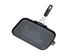 Le Creuset - Parrilla grill Rectangular con mango abatible de hierro colado esmaltado, 36cm x 20cm, color negro