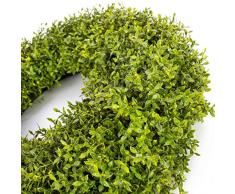 Set 2 x Decorativa corona básica, verde, Ø 35 cm - 2 unidades de Guirnalda artificial / Composición floral - artplants