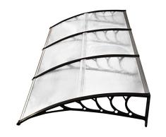 Outsunny Marquesina Tejadillo para Puertas Ventanas Toldo Terrazas de Policarbonato 5 mm Transparente Protección contra Sol y Lluvia 90x295x25cm