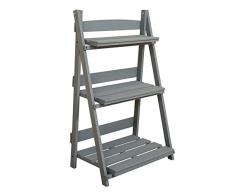 ZWJ J-Plant Soporte para macetas de 3 Capas, para Plantas, Flores, Taburete de Mesa, Exterior, Interior, salón, balcón, Metal, Gris, 48 cm