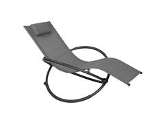 WOLTU Tumbona de Metalica Tumbona para Camping Silla de Relax Silla Mecedora Tumbona para Jardín, Playa, Terraza, Cubierta Transpirable de Textileno, hasta 160 KG de Carga Gris LS002gr