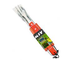 MSV 110491 - Juego de 3 Utensilios para Barbacoa (Acero Inoxidable y Madera, 36 x 5,5 x 2 cm)