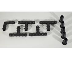 Kit de accesorios para la instalación de un sistema de riego por goteo con peine para 5 filas de plantas