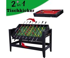WIN.MAX WinMax Mesa Juegos 2 en 1, Mesa de Billar y Futbolín MDF Table Football Table Game, Mesa de Billar con Tissu Rouge, 137x60.5x81.5cm