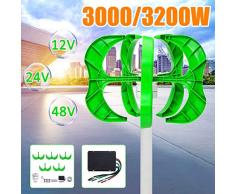3200W / 3000W Aerogenerador 12/24 / 48V 5 Palas de turbina de Viento Vertical del Eje de la Linterna del generador Principal regulador de la luz de la Calle +,3.000w,12V