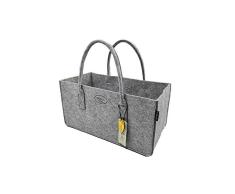 RAIKOU-Bolsa de Compras, Bolso de Fieltro, Juguete para jardín o Playa, Bolso para Guardar leña, Cesta para la Colada, Bolso para Chimenea, Cesta de Picnic (Gris,50 * 25 * 25cm)