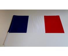 Le Drapeau Français - Bandera de Francia de mano con asta (45 x 30 cm)