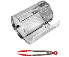 Cesta de asado de Horno de Acero Inoxidable y Pinza para Barbacoa/Parrilla para Asar Cesta para Hornear Parrilla de Barbacoa giratoria Utensilios para Hornear, Accesorios de Cocina