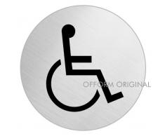 OFFORM Señal pictograma en acero inox Ø 75mm No.8486"Baño silla de ruedas"