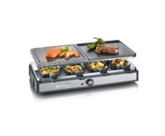 Severin RG 2344 Raclette con piedra natural, 1400 W, Negro, Acero inoxidable