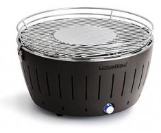 LotusGrill - Barbacoa de mesa sin humos (tecnología Turboboostsystem con 25 % más de potencia, incluye funda Magic Cover de 24 cm de diámetro), color gris antracita