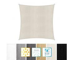 Lumaland toldo Vela de Sombra 100% Polietileno de Alta Densidad Filtro UV Incl Cuerdas Nylon 3x3 Crema