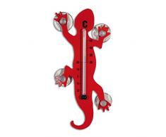 Gecko Termómetro con succión rojo 11,2 x 13,2 cm - Con su catación reversible, se puede establecer el termómetro en un vaso interior y exterior