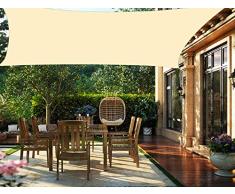 HENG FENG Toldo Vela de Sombra PES Rectangular 2 x 4 m Protección Rayos UV Impermeable Resistente a la Intemperie para Patio Exteriores Jardín Color Beige