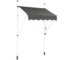 COSTWAY Toldo Protección Solar Toldo de Balcón Regulable en Altura 200-300 centímetros Toldo con Manivela para Jardín (Gris, 150cm)