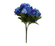 REFURBISHHOUSE Ramo de 5 Cabezas de Flor de Hortensia Artificial para Decoracion de Boda Jardin Fiesta de Color Azul Oscuro