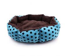 Algodón suave polar desmontable perro cachorro gato cama caliente casa felpa nido acogedor casa jaula Mat Cojín para perros accesorios azul puntos negros