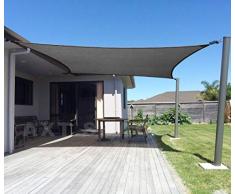 AXT SHADE Toldo Vela de Sombra Rectangular 3 x 4 m, protección Rayos UV y HDPE Transpirable para Patio, Exteriores, Jardín, Color Gris