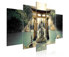 murando - Cuadro Buda 200x100 cm - impresión de 5 Piezas - Material Tejido no Tejido - impresión artística - Imagen gráfica - Decoracion de Pared - Oriente Zen Cascada p-A-0033-b-n