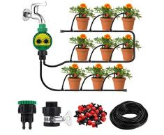 king do way 25M Kit de Riego por Goteo Ajustable, Sistema de Riego Automático con Temporizador, para Jardín, Macizo de Flores, Plantas de Patio