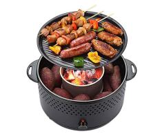 Aiwer Barbacoa de carbón portátil Barbacoa sin Humo Parrilla de Barbacoa compacta y fácil de Usar para picnics en el Patio Trasero Ventilador Incorporado