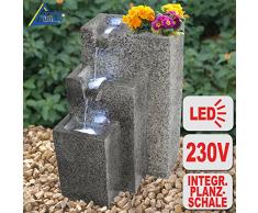 FUENTE DE JARDÍN, FUENTE ORNAMENTAL, FUENTE DE INTERIOR, fuente DE GRANITO con luz LED 230V, FUENTE DECORATIVA DE EXTERIOR, estanque de jardín, terraza, balcón, muy decorativa