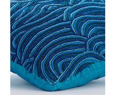 Azul Cubierta De Cojines Decorativos, Las Olas Del Mar Con Cuentas Ombre Océano Y Tema De La Playa 45x45 cm Cubierta De Almohadas, Sedala Seda Cubierta De Almohadas - Sea Windsor