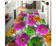 Lifme Personalizado Autoadhesivo Piso Mural 3D Flores Empedrado Plantas Pisos Pegatinas Baño Sala De Estar Pvc Impermeable Papel Pintado 3 D-120X100Cm