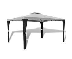 WEILANDEAL Gazebo de Poli Ratan con Techo Color Blanco Crema, 3 x 4 m Carpas Impermeables exteriorAltura: 2,6 Metros