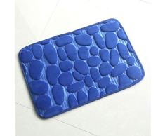 FACAI Adoquín en Relieve Alfombra Piso Alfombra Piedra patrón 3D Puerta Alfombra Cocina baño Puerta Alfombra de absorción de Agua Azul Azul 40 * 60 cm