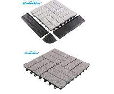 BodenMax Baldosas de suelo de granito de piedra natural Juego Baldosas de suelo de 30 x 30 cm Baldosa de piedra de pizarra Baldosa de terraza Baldosa de piedra antracita Baldosa de clic negro gris (8 unidades)