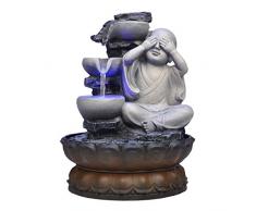 Fuente de relajación interior Fuente de agua de sobremesa for interiores Zen Fuente de agua LED de Buda pequeño y tranquilo 10.8 de alto for escritorio de mesa Oficina Hogar Dormitorio Cascada interi