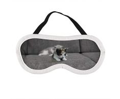 Máscara de ojos portátil para hombres y mujeres, diseño de gatito tricolor sobre sofá acolchado gris, la mejor máscara para dormir para viajes, siestas, te dará el mejor ambiente de sueño