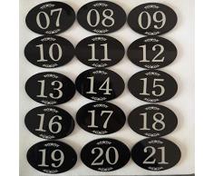 Sourcemall - Señal para puerta con número 1 a 25 (autoadhesiva), color negro