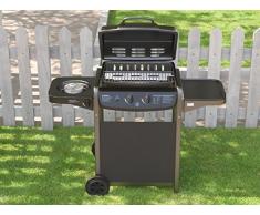 Barbacoa de Gas Parrilla BBQ Grill Picnic Artificial Jardín 2 en 1, Color Negro-Eglemtek® TM