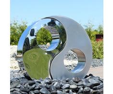 CLGarden Acero inoxidable Element Ying Yang para jardín fuentes ornamentales Escultura con una altura de 46cm, DIY exterior Agua parte