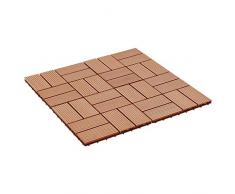 UnfadeMemory Pack de 11 uds Baldosas Terraza Exterior de WPC para Jardín Balcon Patio Porche Baño,Cada Uno 30x30cm,1 m² en Total (Teca, Patrón 3)