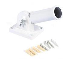 Ritte Soporte Asta Bandera Ajustable, Soporte Asta Bandera Montaje En Pared, Blanco Metal Ajustable 180 Grados Asta Bandera con Tornillos para Asta Bandera Base