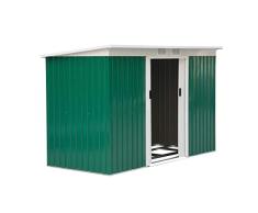 Outsunny Caseta de Jardín Tipo Cobertizo Metálico para Almacenamiento de Herramientas Base Incluida 277x130x173cm Acero