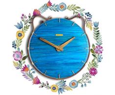 XIXIGZ Relojes De Pared Estilo Mediterráneo Nordic Cat Relojes De Madera Maciza Salón Dormitorio Arte Jardín Personalidad Creativa Mute Reloj De Pared