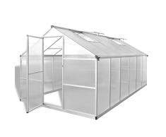 Tidyard Invernadero Caseta con Marco Base,Invernadero de Jardín Policarbonato Transparente,Construcción de Aluminio Reforzado,Resistente a Los Rayos UV,Aislamiento Térmico,9,025m²