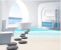 BZDHWWH Suelo 3D 3D Playa Adoquín 3D Wallpaper Personalizar Sala De Estar Dormitorio Cocina Baño 3D Decoración Del Piso,140Cm X 200Cm
