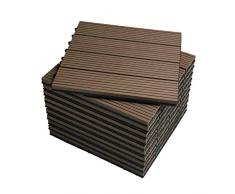 WOLTU Suelo de WPC Set de 11 Baldosas de Madera Exterior para Porche Patios Jardin, 30 x 30 cm Compuesta Azulejos para Terraza Marrón