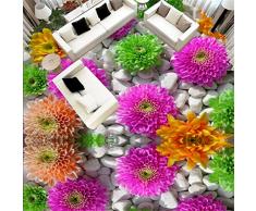 Mddrr Personalizado Autoadhesivo Piso Mural 3D Flores Empedrado Plantas Pisos Pegatinas Baño Sala De Estar Pvc Impermeable Papel Pintado 3 D - Impresión Hd - Decoración Moderna-350X245Cm