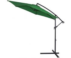 Deuba Sombrilla de Aluminio de Ø330cm Verde protección Solar UV40+ con manivela Base en Cruz jardín terraza Patio balcón
